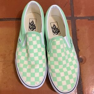 Seafoam checkered vans